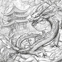 Majestic Dragon in a Chinese Garden.