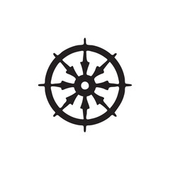 Obraz premium Silhouette ship wheel icon vector white background