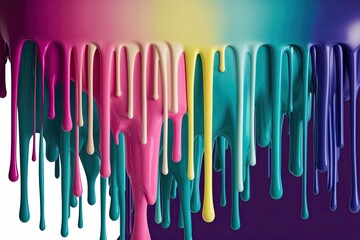 Playful Dripping Paint Gradient Background with Vibrant Teal, Fuchsia, Luminous Yellow, and Deep Sapphire