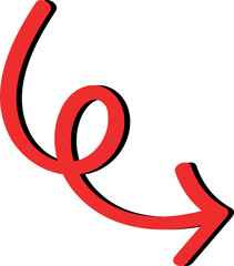 Red Curly Arrow Pointing Right