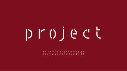 Modern font stencil alphabet made retro stencil style, lowercase trendy letters from A to Z and numbers from 0 to 9, vector illustration 10EPS