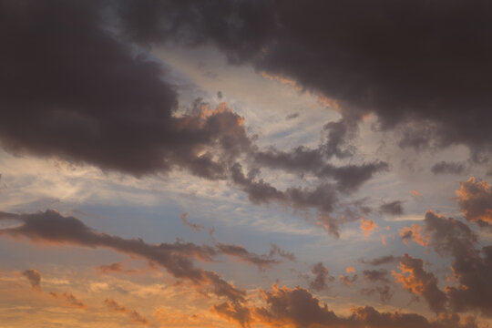 Stormy sky at the sunset. Climate change concept