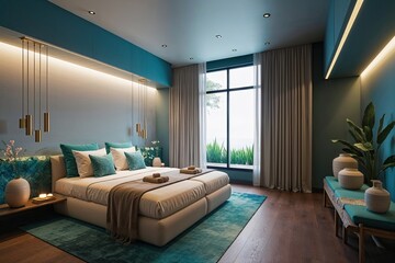 Calming Wellness Room Design with Peaceful Decor and Ambient 3D Visualization