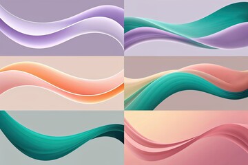 Soft Color Gradient Wave Design in Apricot Lavender Emerald and Rose for Ethereal Banner Creation