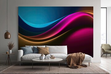 Cool Color Gradient Wave Display with Cerulean Magenta Amber and Olive Shades on Blank Canvas