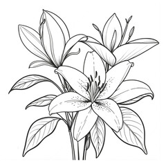 Hand Drawing Line Art Lily Coloring Pages for KDP