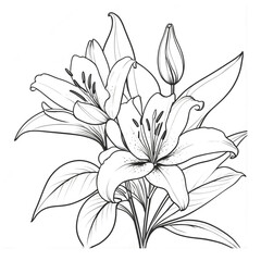 Hand Drawing Line Art Lily Coloring Pages for KDP