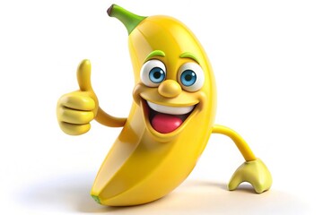 Banana Fruit Cartoon Cartoon ,3d Generative AI