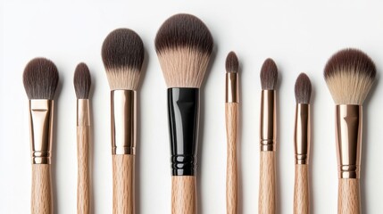 Fototapeta premium A clean set of eco-friendly makeup brushes with a sleek design, isolated on a white background