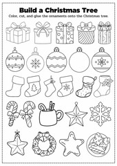Build a festive Christmas tree with this fun craft activity! Kids can color, cut, and glue pieces to create their own tree. Perfect for classrooms, holiday parties, or creative family time.