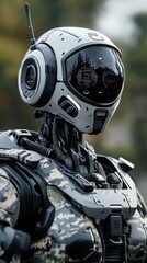 Futuristic Humanoid Robot with Advanced Technology and Detailed Design Showcased in a Natural Environment, Representing Innovation and Modern Robotics