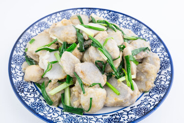 A plate of taro with chives
