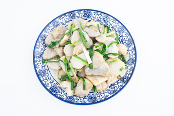 A plate of taro with chives