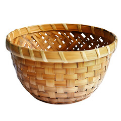 Bamboo Wicker handmade basket isolated on white clipping path