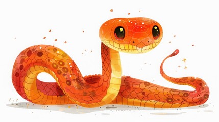 Cute and colorful snake illustration for kids. Cartoon style on white background. Chinese New Year 2025