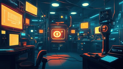 A clean vector illustration of a VR gaming experience where AI adapts the gameplay to user actions.