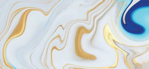 Fototapeta premium Luxurious marble wallpaper background. Luxury marble texture with gold glitter and blue tone. Indigo ocean blue marbling with natural luxury style swirls of marble and gold powder geode pattern.