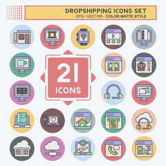 Icon Set Dropshipping. related to Education symbol. color mate style. design editable