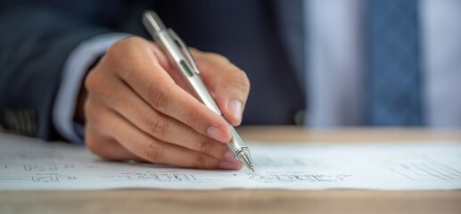 A person is writing on paper with a pen