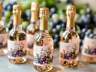 Personalized Mini Wine or Champagne Bottles with Custom Labels for Romantic and Events