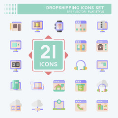 Icon Set Dropshipping. related to Education symbol. flat style. design editable