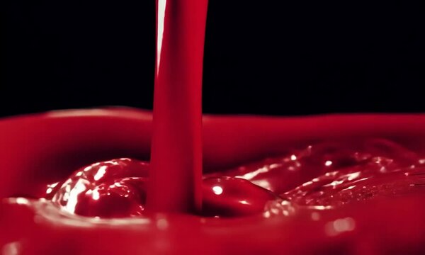 Dark background, red blood-like liquid dripping. Generative AI