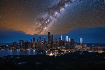 Obraz premium Starfield Evening with Expansive Skyline Character Exploration