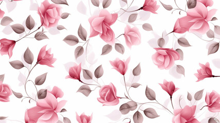  luxurious Soft pink and white flowers scattered with green foliage on white. Romantic floral arrangement for gentle decor themes. Pastel flowers and leaves composition