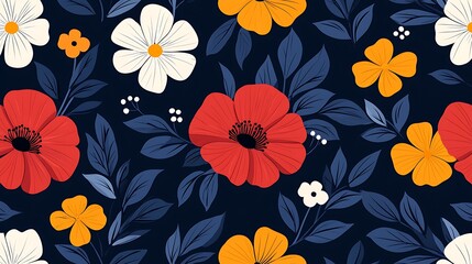 Modern floral pattern design colorful nature-inspired artwork with a lively aesthetic