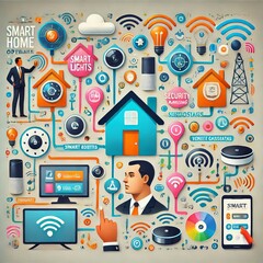 Smart home operation diagram with various devices