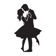 Couple silhouette vector, Valentine's Day Couple design