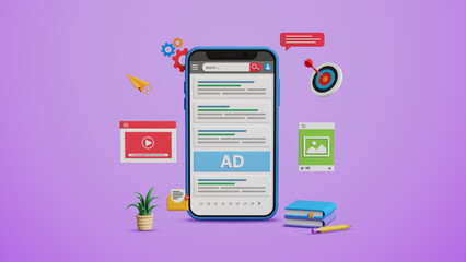 SEO tools, top search ranking, website promotion, search engine optimization, website SEO, organic search ranking. Website search results ranking on a 3D smartphone