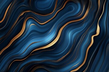 Abstract Blue and Gold Waves: Elegant Flowing Background with Rich Textures and Metallic Accents for Sophisticated Designs and Modern Aesthetics