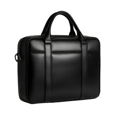 A sleek black briefcase designed for modern professionals, featuring minimalistic lines and sturdy handles.