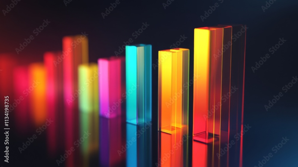 Aufkleber Colorful Abstract 3D Bar Graph with Bright Light Reflection