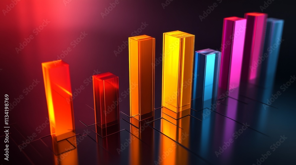 Fototapete colorful 3d bar graphs with vibrant colors displaying data analysis