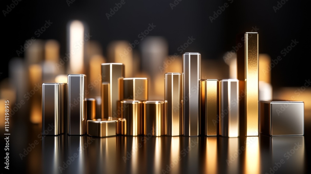 Aufkleber gleaming metallic shapes in varying heights and textures