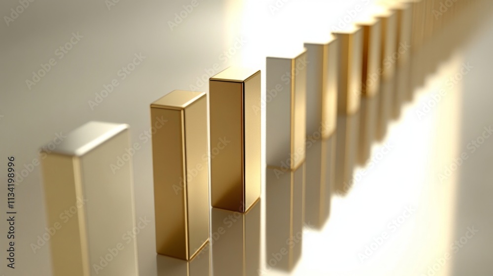 Fototapete Golden and Silver Rectangular Blocks in Linear Arrangement on Surface