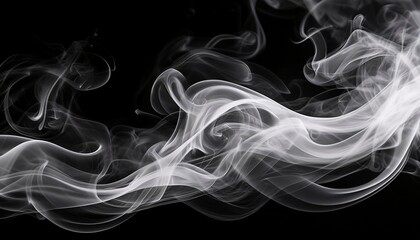 Obraz premium Abstract White Smoke on Black Background - Monochromatic