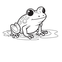 Frog  line art on white backgroun