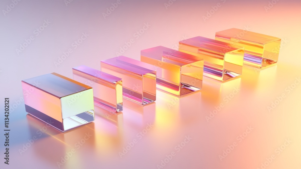 Aufkleber modern abstract blocks in multicolored gradient with reflection effects