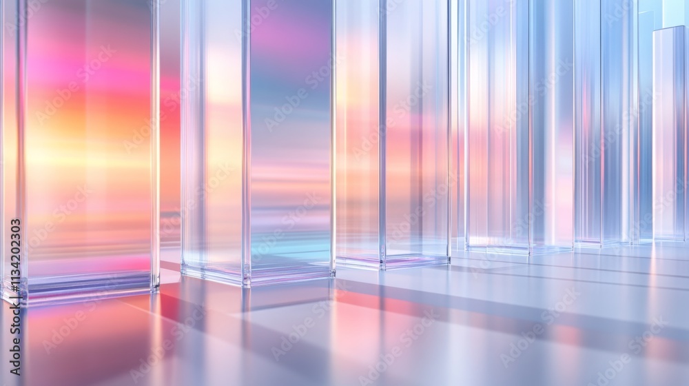 Aufkleber abstract light reflections in modern glass structures with colors