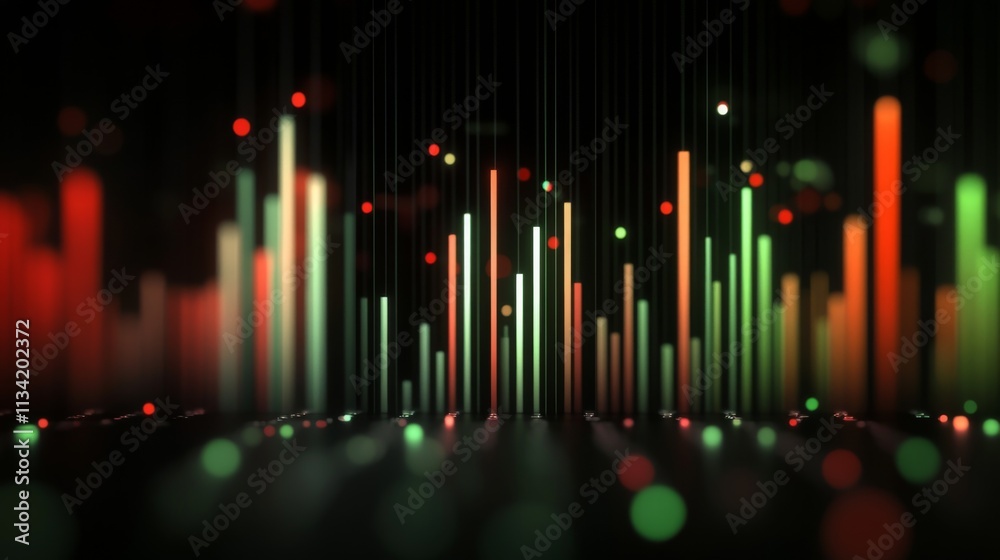 Poster colorful sound wave visualization with bright lights and depth effects