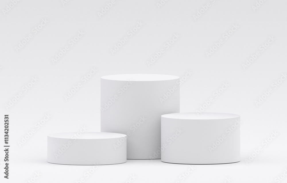 Wall mural white product display podium in studio room, for display presentation