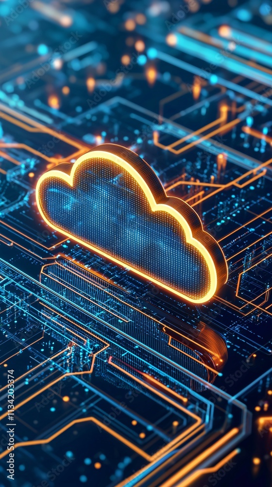 Poster digital transformation and strategy, integrating cloud-based systems for seamless scalability, futur