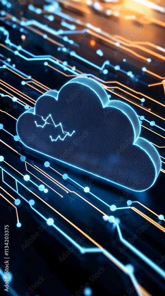 Poster digital transformation and strategy, integrating cloud-based systems for seamless scalability, futur