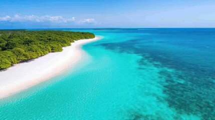 Obraz premium Aerial view of a pristine turquoise beach tropical paradise drone photography serene environment vivid concept