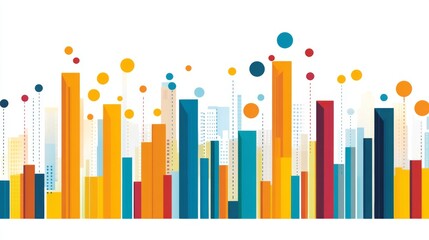 Obraz premium Colorful Abstract Skyline with Geometric Shapes and Patterns