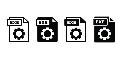exe file format document icon symbol sign vector design simple black white color illustration collection isolated