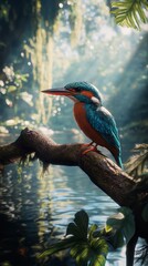 Obraz premium Uk wild kingfisher. wildlife. Ultra realistic. Photorealistic hypermaximalist hyper realistic fine detail